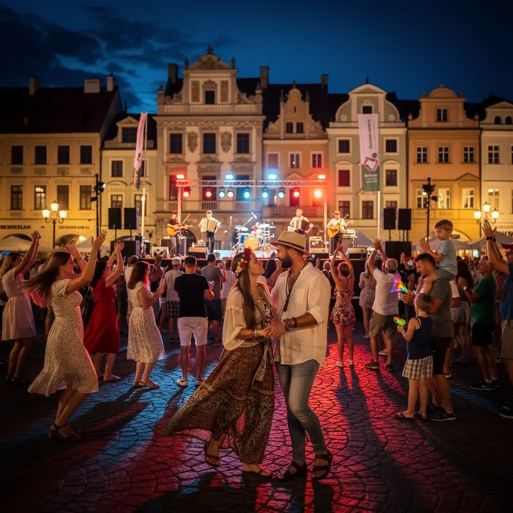 Rodzina spędzająca czas na pikniku w parku, otoczona zielenią i kwiatami.